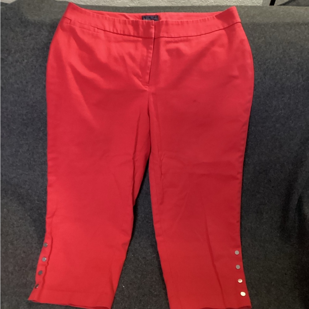 Rafaella Red Capris with Button Detail